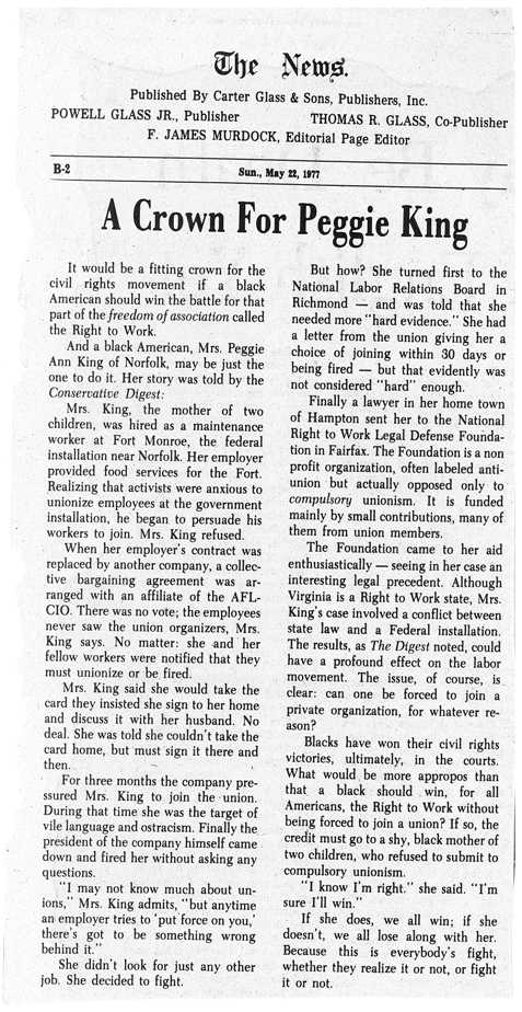 Peggie King Article