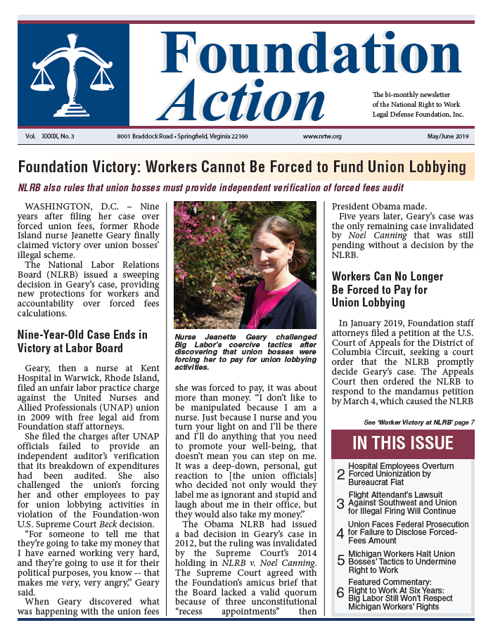 Foundation Action Newsletter May June 2019 Cover